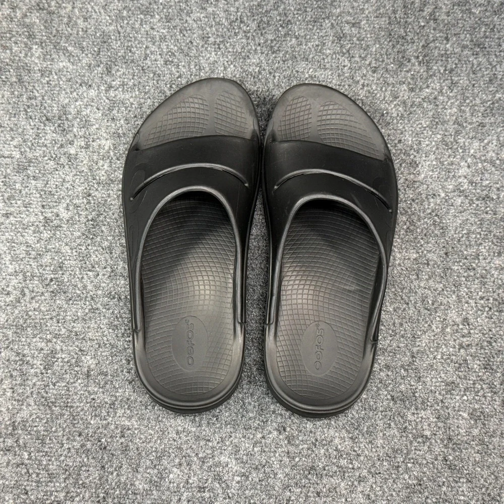 Oofos OOahh Sport Slide Sandals Men's 10 Black Athletic Running Recovery‎ Beach